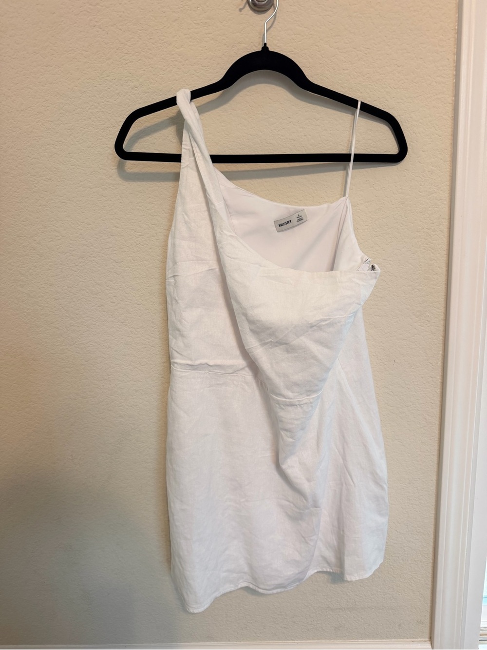 Hollister White One-Shoulder Linen Dress